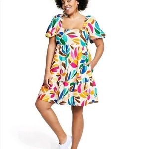 Tabitha Brown by Target Botanic Print Puff Sleeve Mini Dress